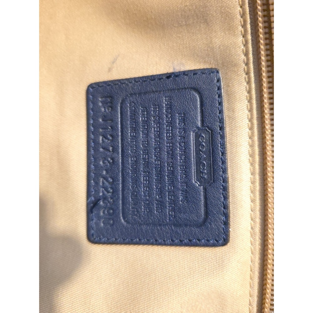 Coach Navy Leather Shoulder Bag with Yellow Tassel - Picture 10 of 14